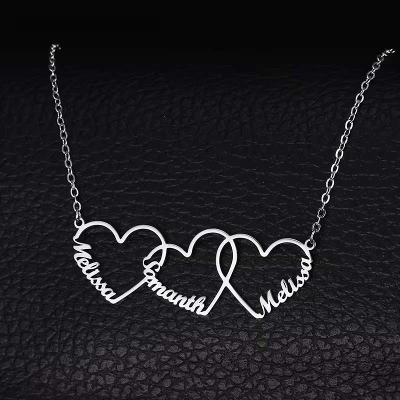 Custom Interlocking Heart Name - Name Necklace Custom 评论和价格