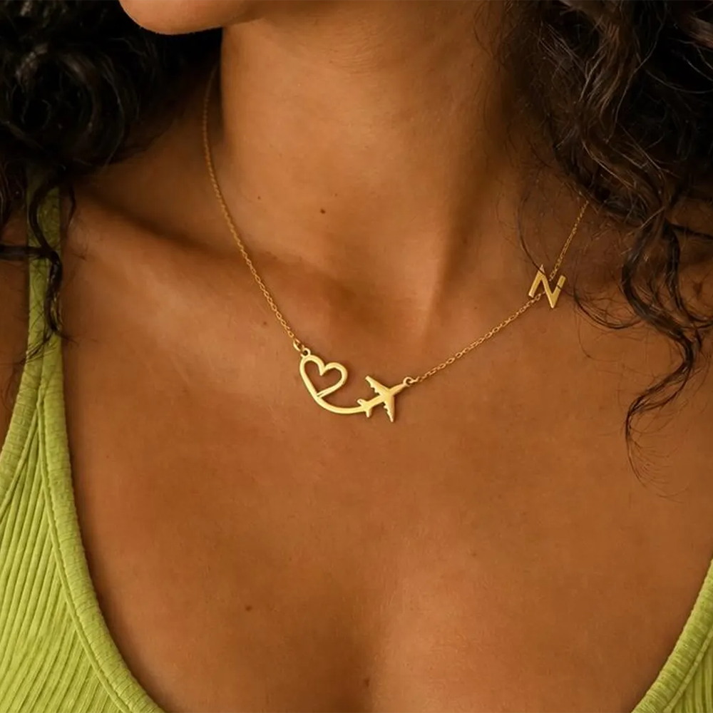 Personalized Heart Airplane In - Name Necklace Custom 评论和价格
