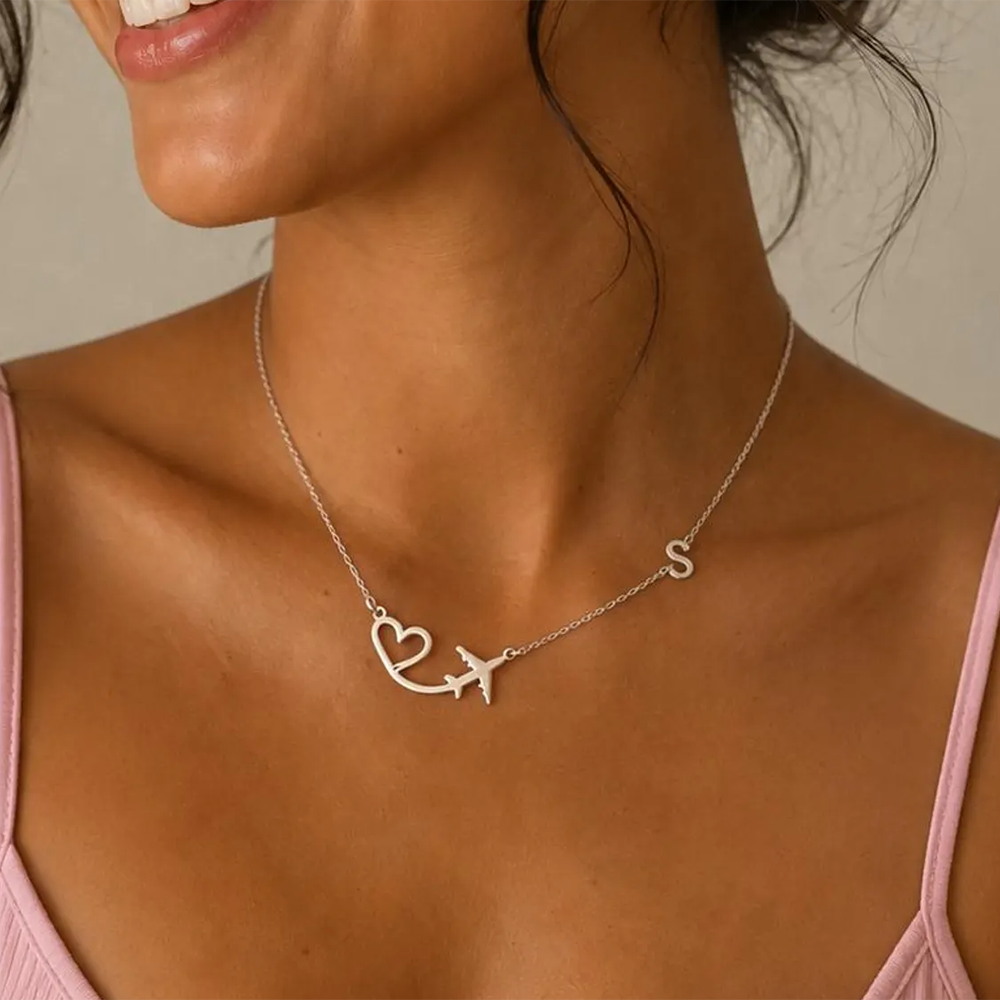 Personalized Heart Airplane In - Name Necklace Custom 评论和价格