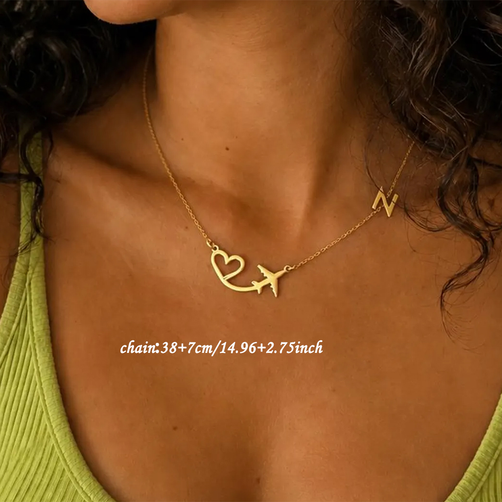 Personalized Heart Airplane In - Name Necklace Custom 评论和价格